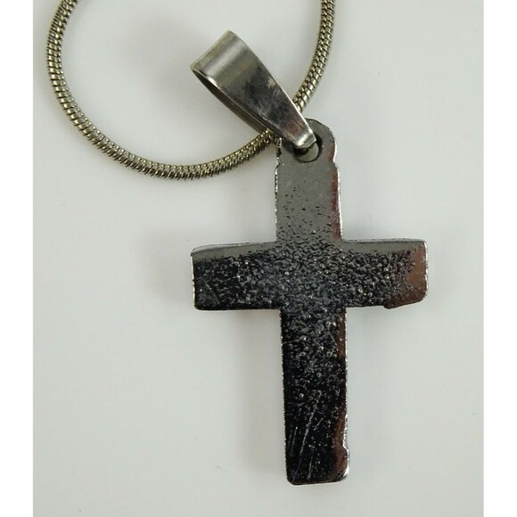 Cross Pendant w Bosnian Our Father Necklace Religious Christian Catholic Jewelry - Picture 4 of 4